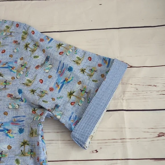 Bugatchi classic fit shirt, Kapalua short sleeves button, surfer design, med (?) - Picture 6 of 15